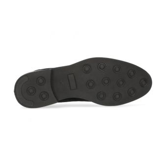 Blucher en suède marine avec semelle en gomme
