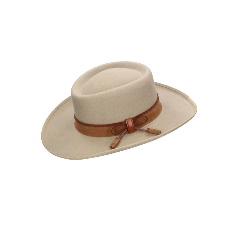Chapeau gambler en laine safari avec ruban Bonnie