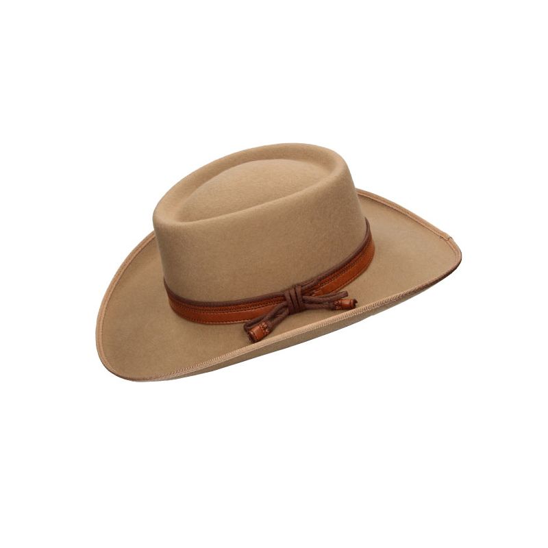 Chapeau gambler en laine couleur loutre avec ruban Werner
