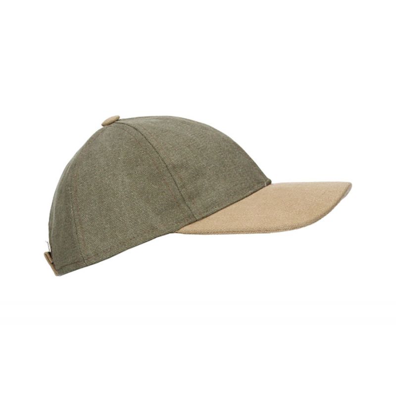 Casquette strike verte avec visière beige