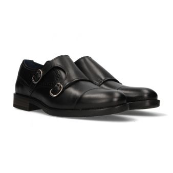 Mocassin double boucle perforé noir