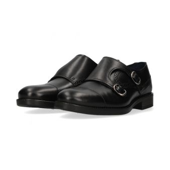 Mocassin double boucle perforé noir