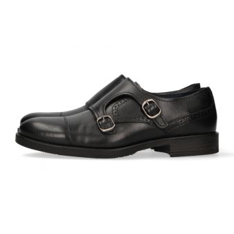 Mocassin double boucle perforé noir