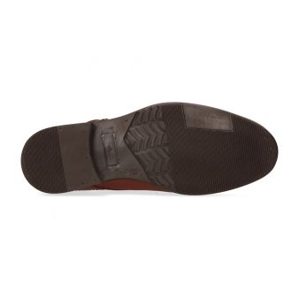 Mocassin double boucle perforé en cuir
