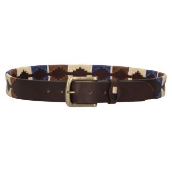 Ceinture brodée blee beige et marron