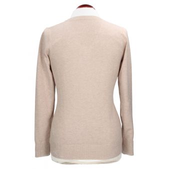 Pull col en V beige clair