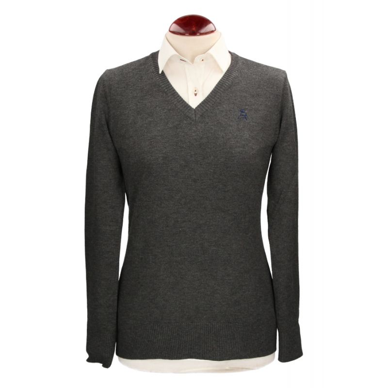 Camisola com gola em V cinza