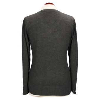 Camisola com gola em V cinza