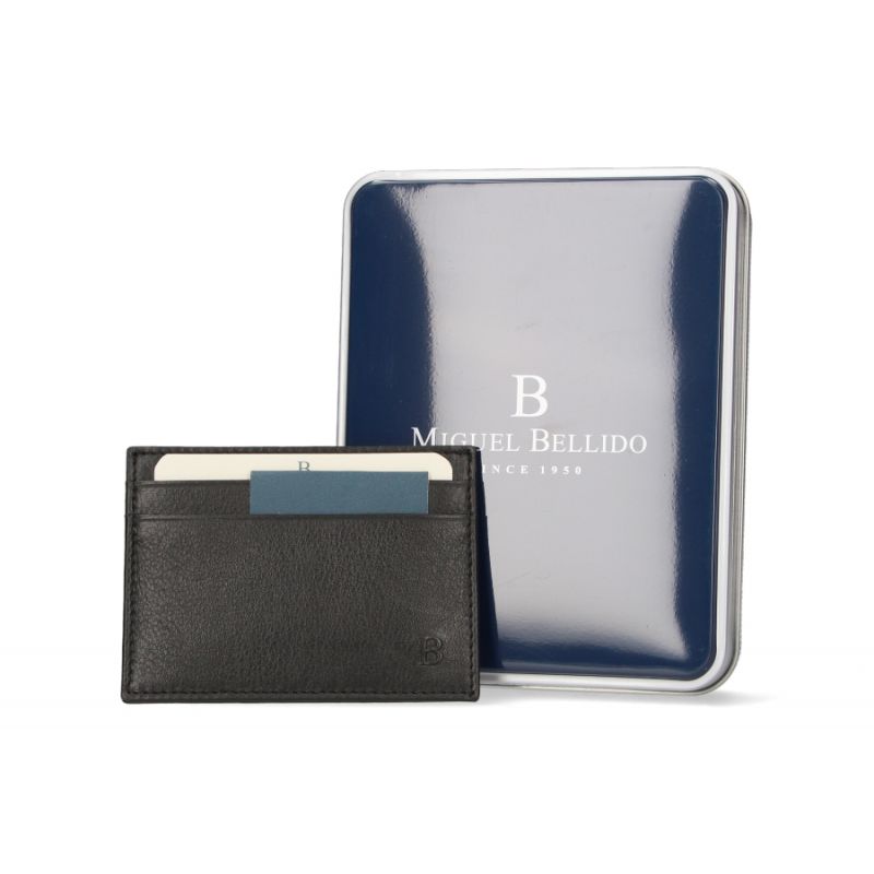 Porte-cartes simple en cuir noir