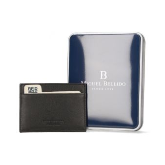 Porte-cartes simple en cuir noir