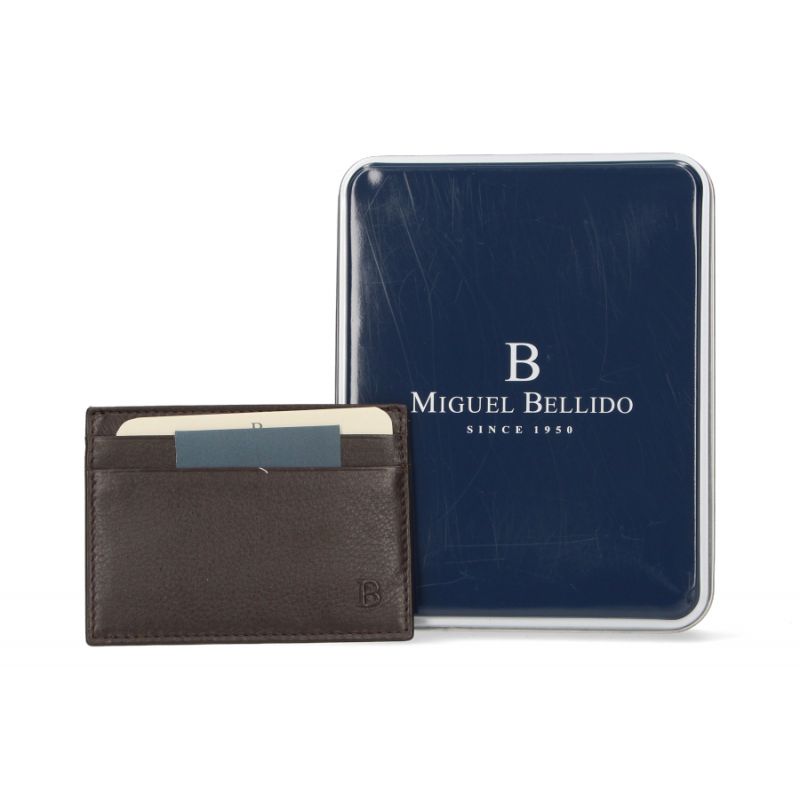 Porte-cartes simple en cuir marron