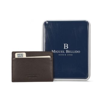 Porte-cartes simple en cuir marron