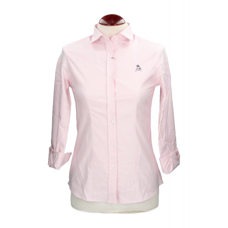 Camisa mulher listra rosa