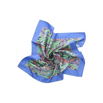 Foulard bleu azur avec fond de poissons