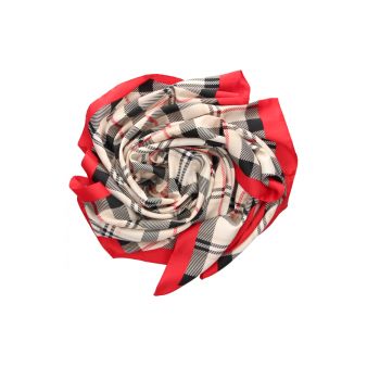 Foulard à carreaux doubles avec bordure rouge