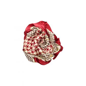 Foulard pied-de-poule combiné rouge