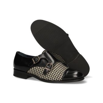 Copete de duas fivelas antik preto-pata de galo preto