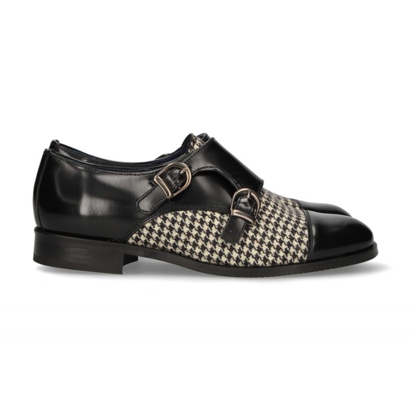 Copete dos hebillas antik negro-pata de gallo negro