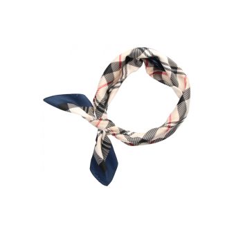 Foulard à carreaux doubles avec bordure bleue