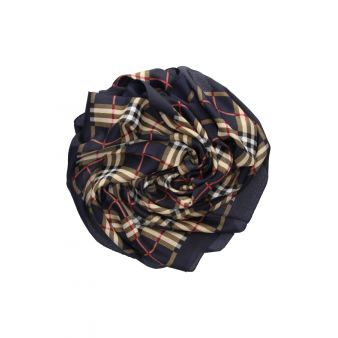 Foulard à double carreaux bleu