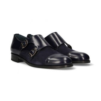 Mocassin double boucle antik bleu-daim bleu