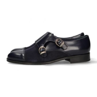 Mocassin double boucle antik bleu-daim bleu
