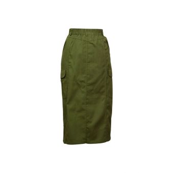 Saia jeans midi cor caqui