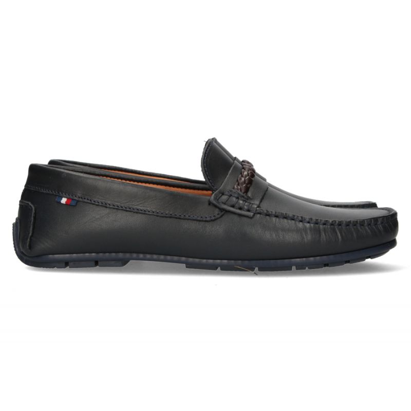 Mocassin avec antifaz et ornement tressé bleu