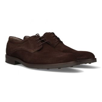 Blucher en suède moka avec semelle en gomme