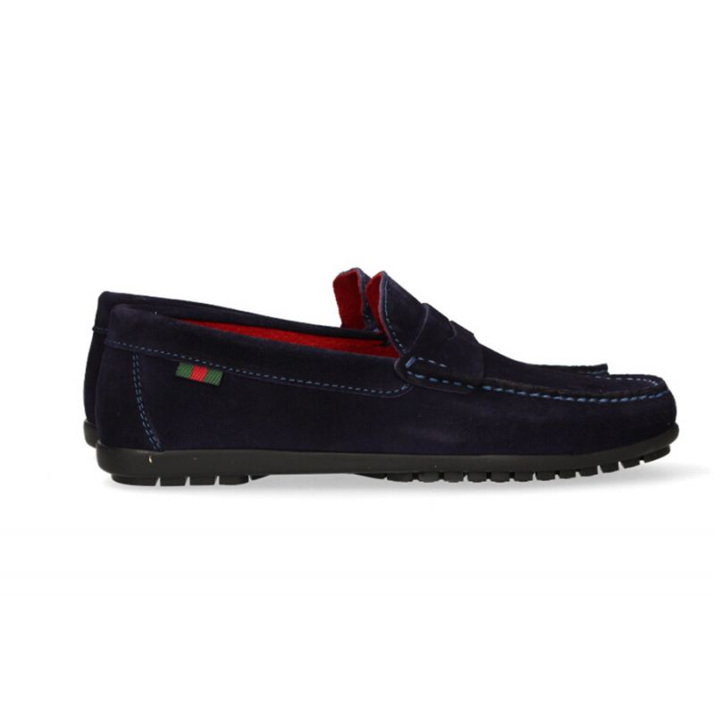 Mocassin avec antifas en daim marine