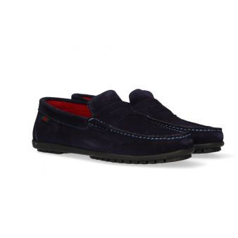 Mocassin avec antifas en daim marine