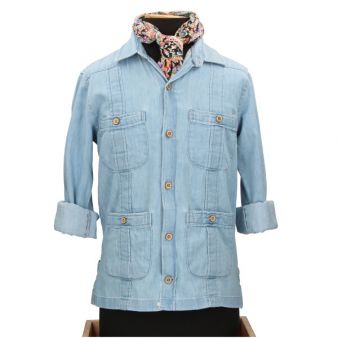 Camisa de linho com gola de...
