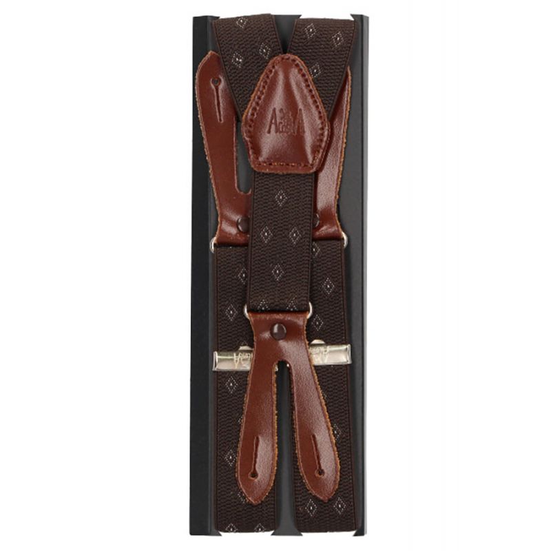 Bretelles élastiques enfant fantaisie en chevrons marron 25 mm