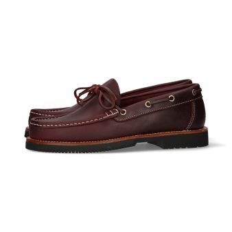 Moccasin with burgundy bows