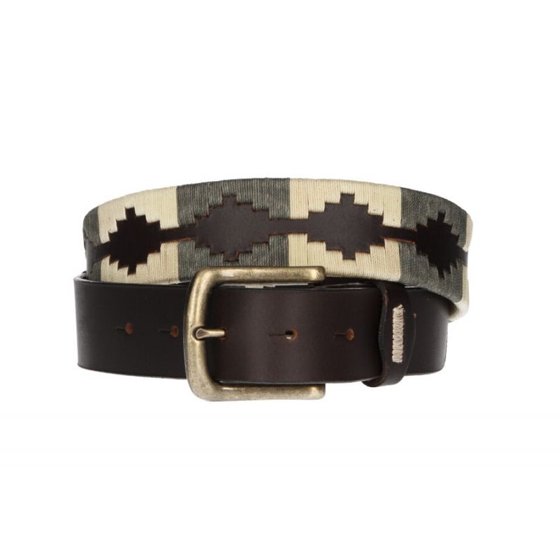Ceinture brodée vert et beige