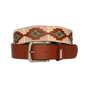 Ceinture brodée camel et beige
