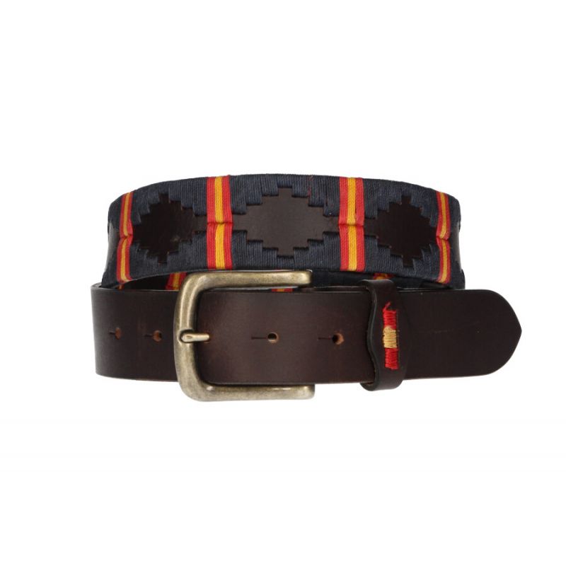 Ceinture brodée bleu avec drapeau