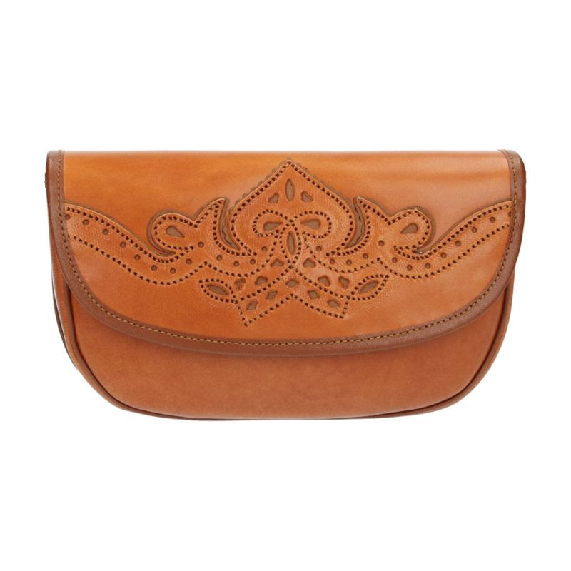 Yellow thread embroidered natural pilgrimage pouch Valverde del Camino