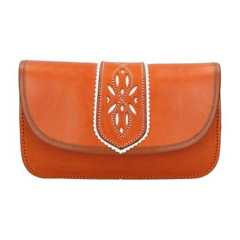 Natural coloured pilgrimage pouch with punched band