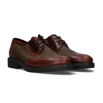 Blucher huilé kaki et cuir