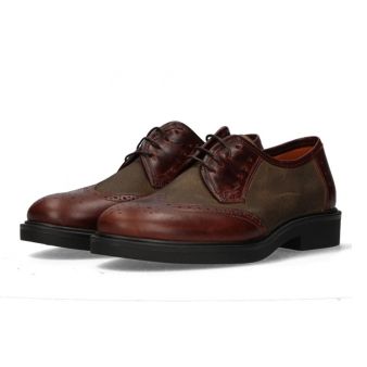 Blucher engraxado em cáqui e couro