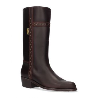 Bota campera con pespunteado color café Valverde del Camino