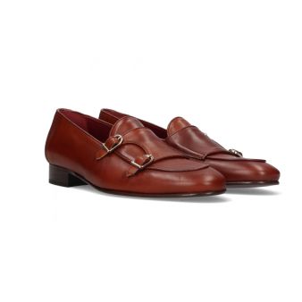 Mocassin double boucle marron