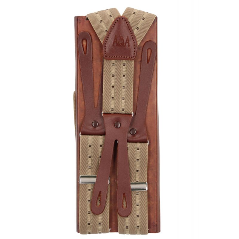 Elastic braces with beige polka dots, 35 mm