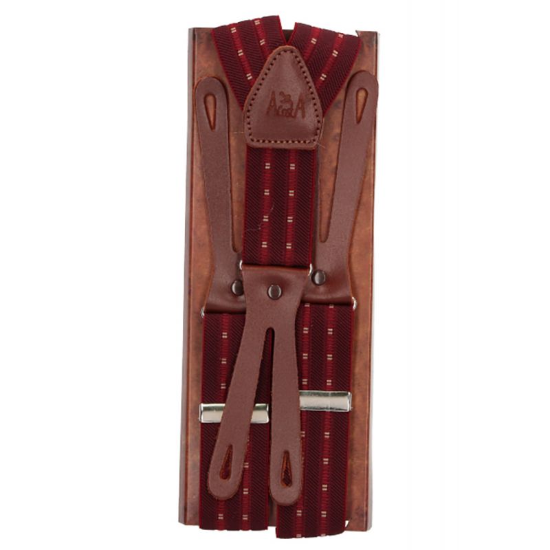 Elastic braces with burgundy polka dots, 35 mm
