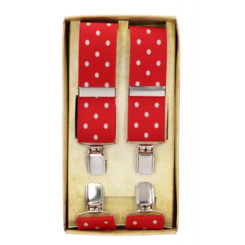 Red white polka dot braces