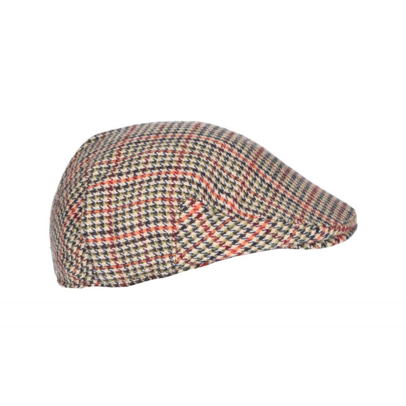 Casquette pied-de-poule orange bleu et vert