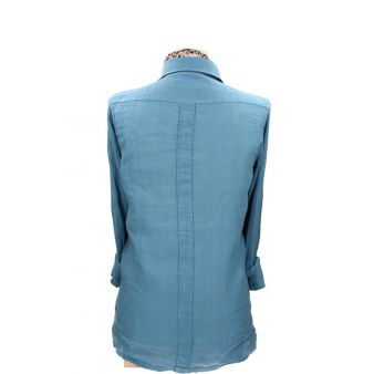 Camisa Cubana lino índigo