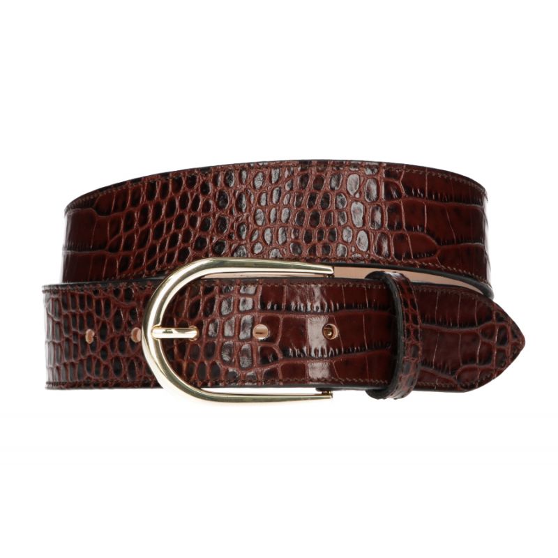 Ceinture marron à motif crocodile