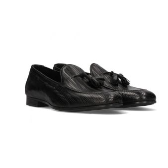 Chaussure à glands tressée noire